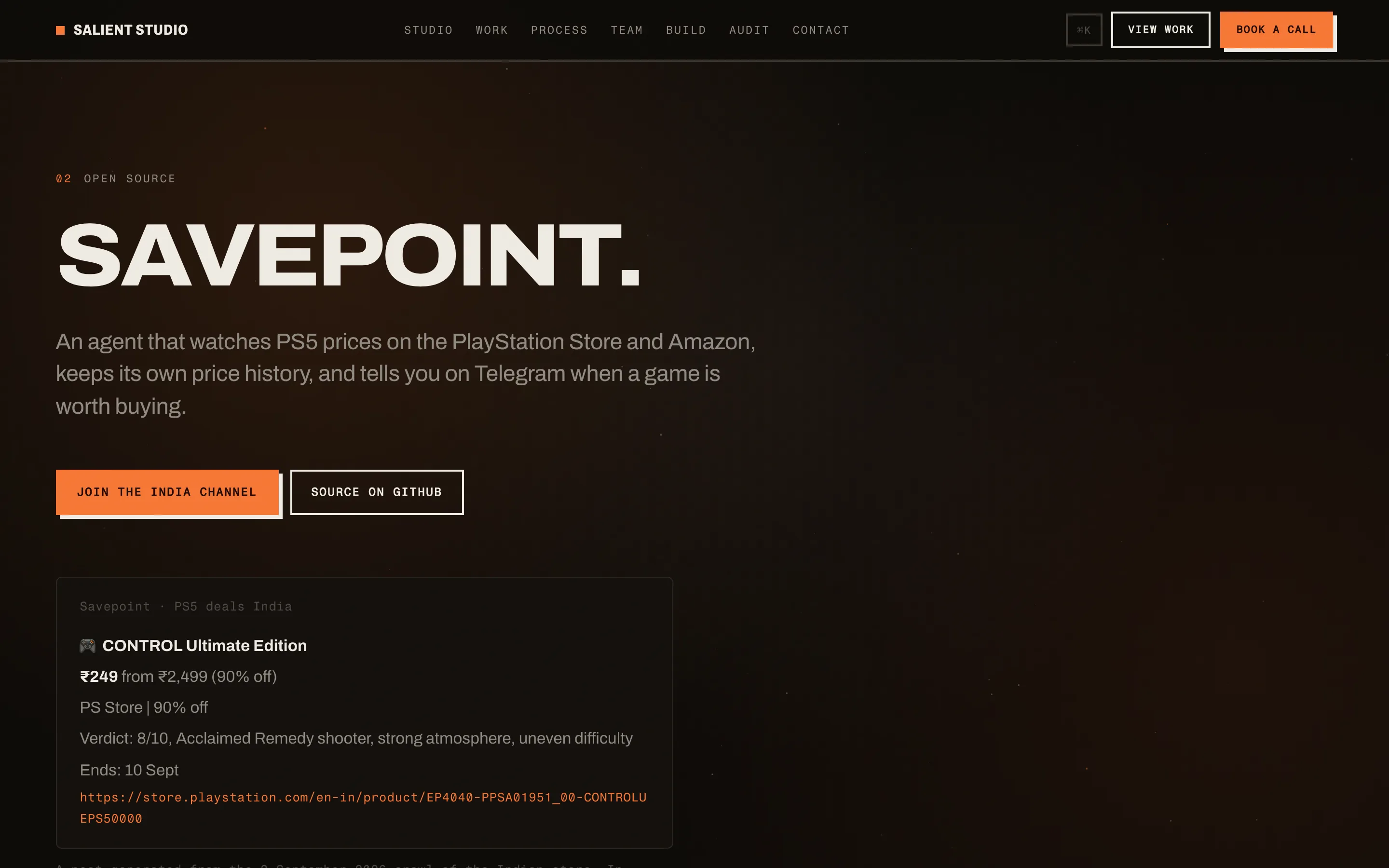 Savepoint, home page